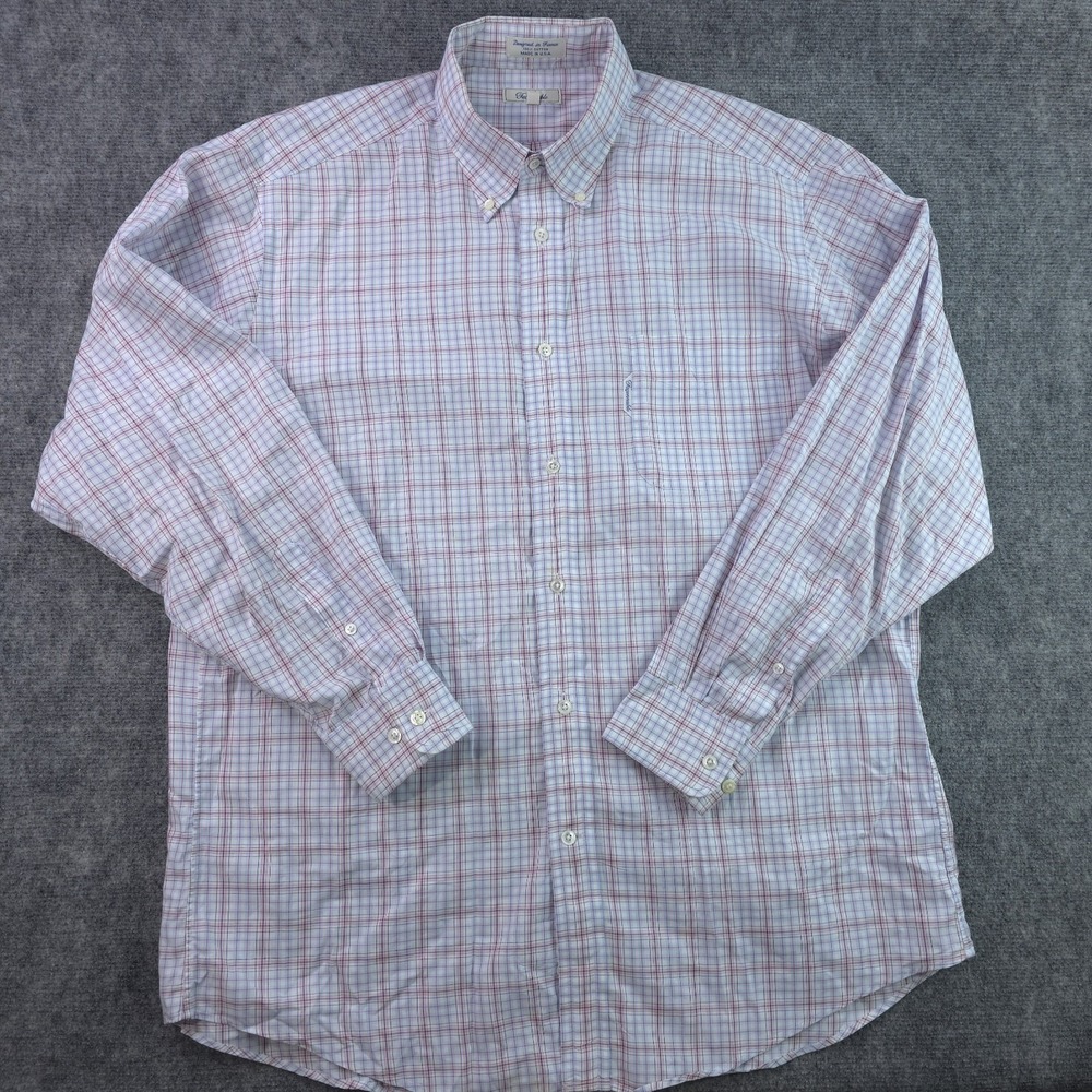 Faconnable Shirt Large 16.5 Long Sleeve Button Down Multicolor Plaid‎ Cotton